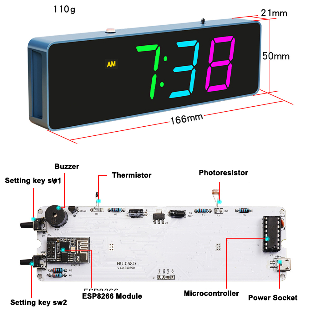 Colorido WiFi Kit Relógio Elet - Diy Electronics Gadgets avaliação e preço